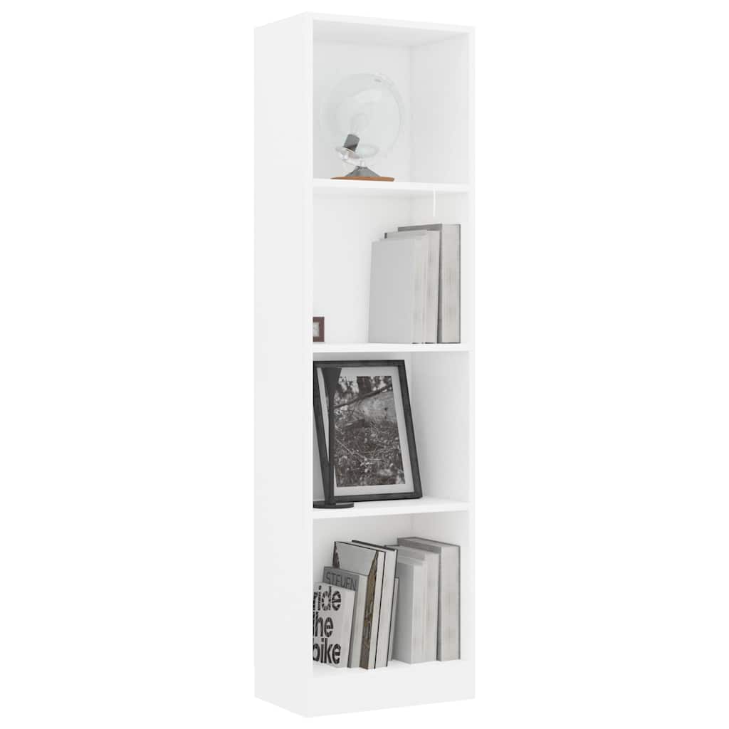Βιβλιοθήκη με 4 Ράφια Λευκή 40 x 24 x 142 εκ. από Επεξ. Ξύλο