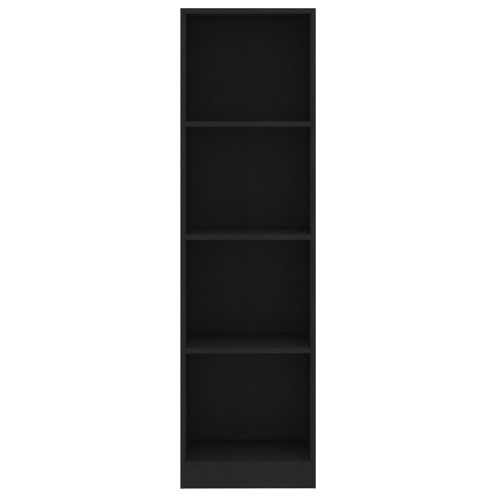 Βιβλιοθήκη με 4 Ράφια Μαύρη 40 x 24 x 142 εκ. από Επεξ. Ξύλο