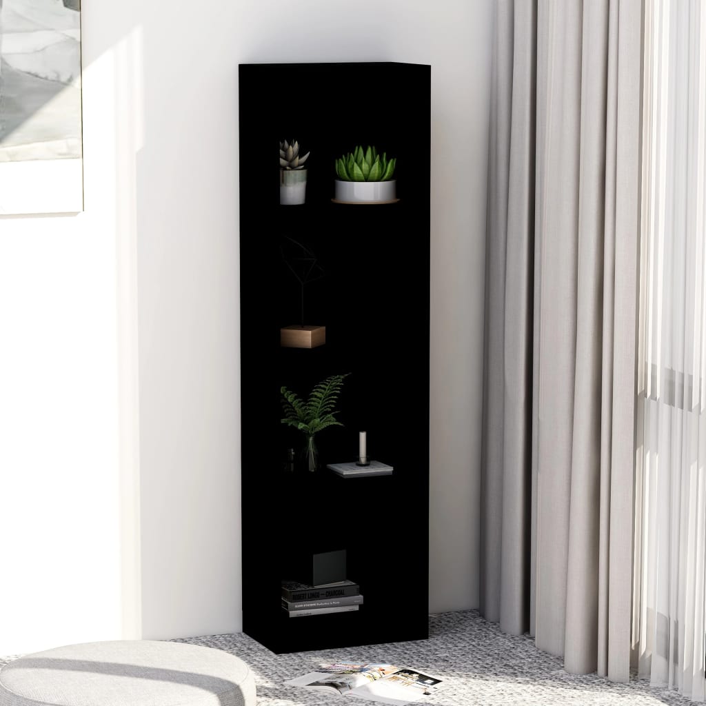 Βιβλιοθήκη με 4 Ράφια Μαύρη 40 x 24 x 142 εκ. από Επεξ. Ξύλο