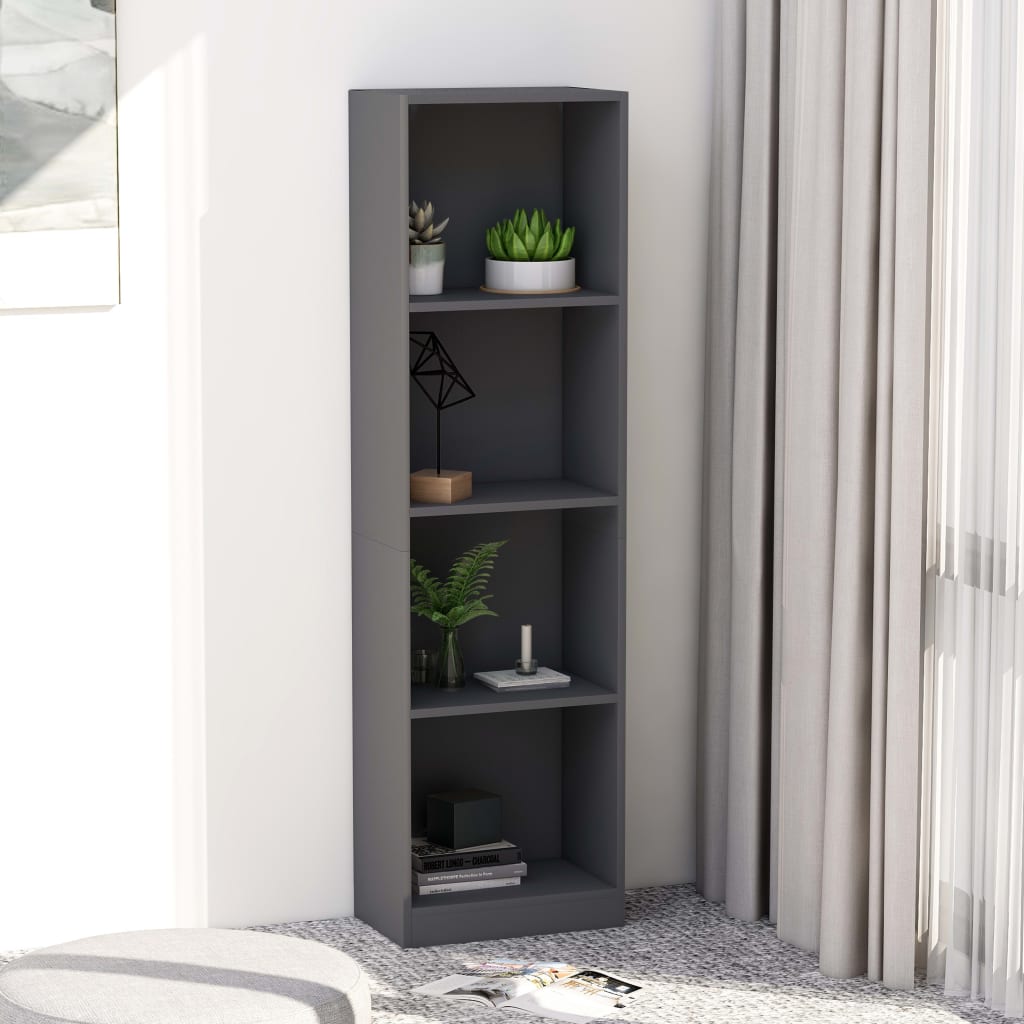 Βιβλιοθήκη με 4 Ράφια Γκρι 40 x 24 x 142 εκ. από Μοριοσανίδα - Pakobazaar