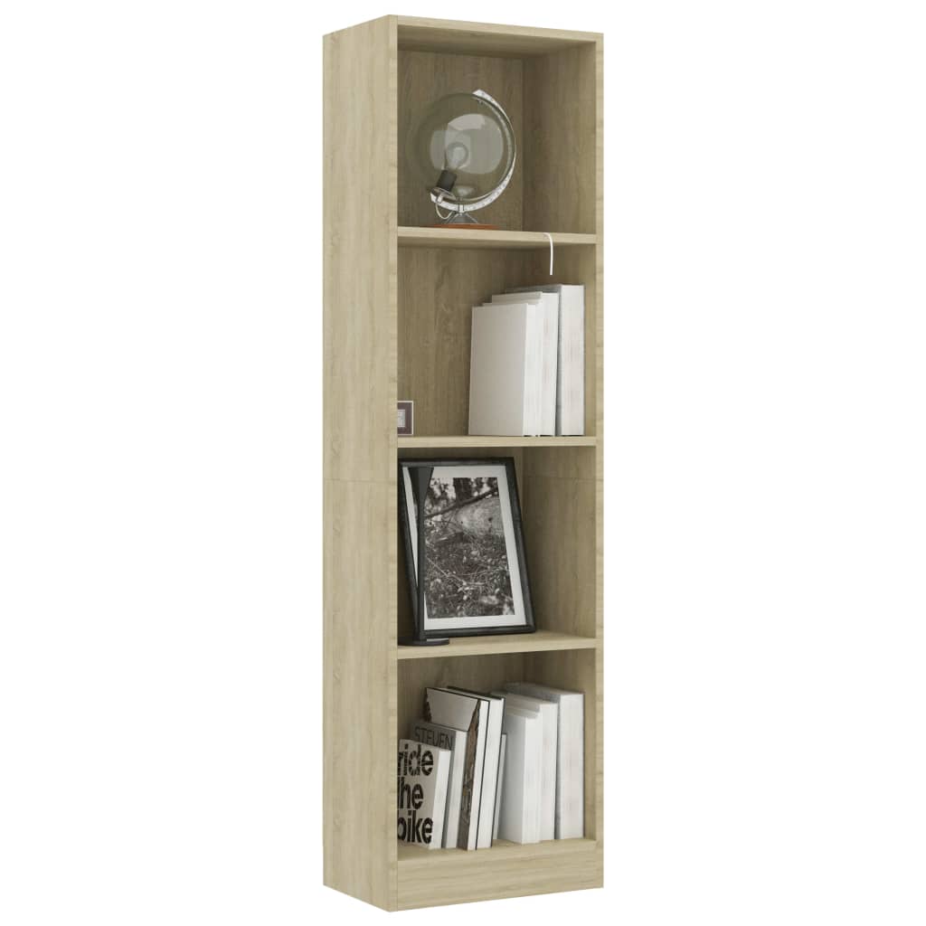 Βιβλιοθήκη με 4 Ράφια Sonoma Δρυς 40x24x142 εκ. Επεξ. Ξύλο
