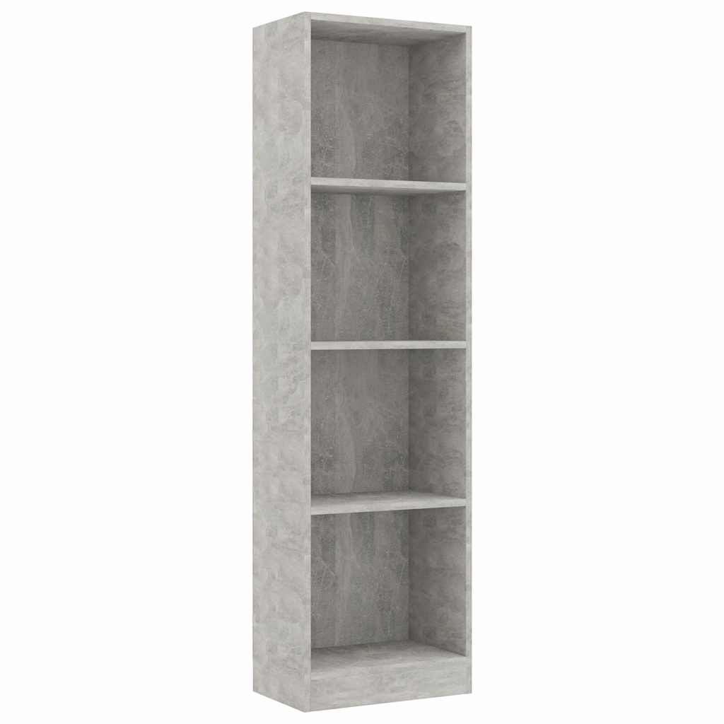 Βιβλιοθήκη με 4 Ράφια Γκρι Σκυροδέμ. 40x24x142 εκ. Επεξ. Ξύλο
