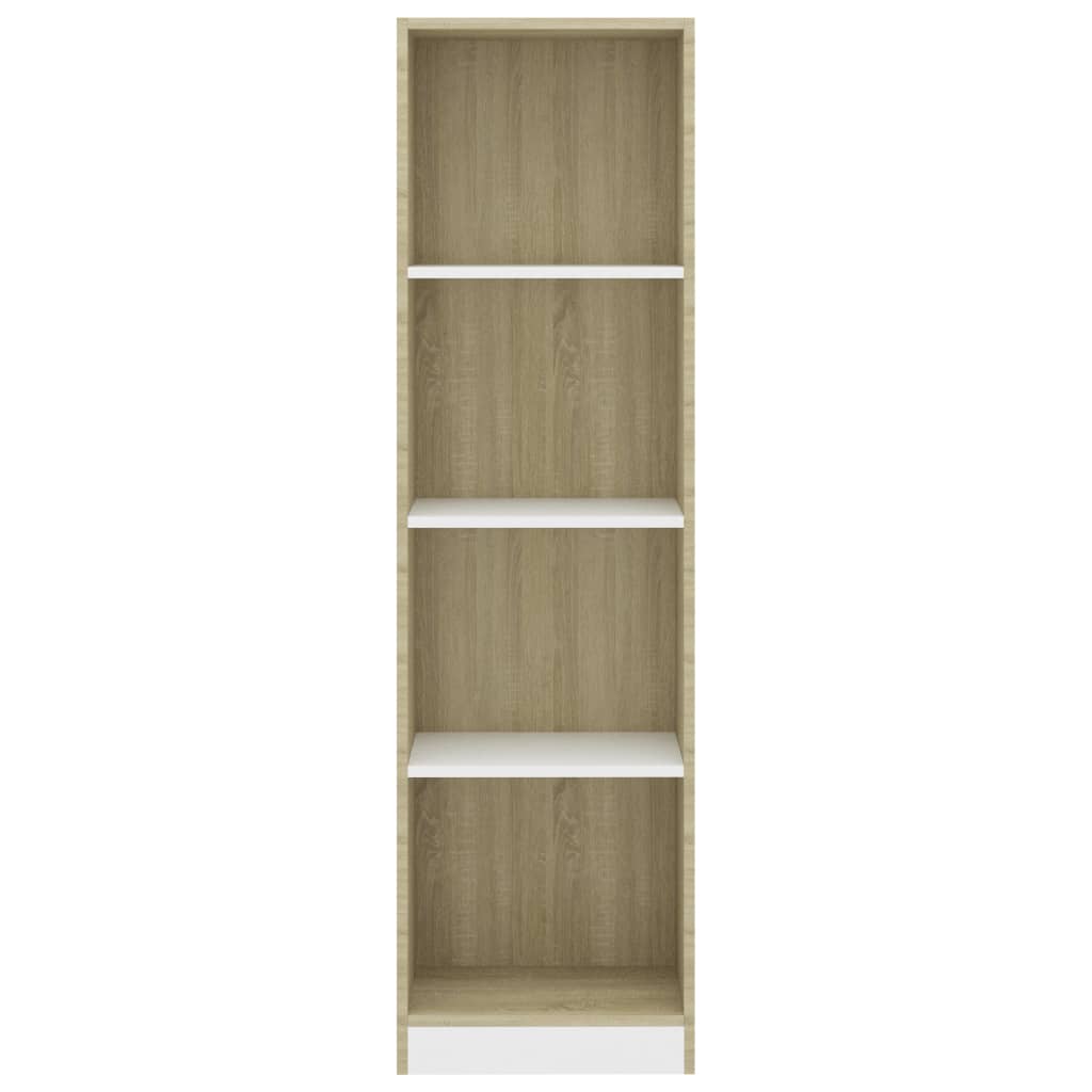 Βιβλιοθήκη με 4 Ράφια Λευκό/Sonoma 40x24x142 εκ. Επεξ. Ξύλο - Pakobazaar