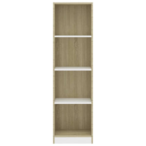 Βιβλιοθήκη με 4 Ράφια Λευκό/Sonoma 40x24x142 εκ. Επεξ. Ξύλο - Pakobazaar