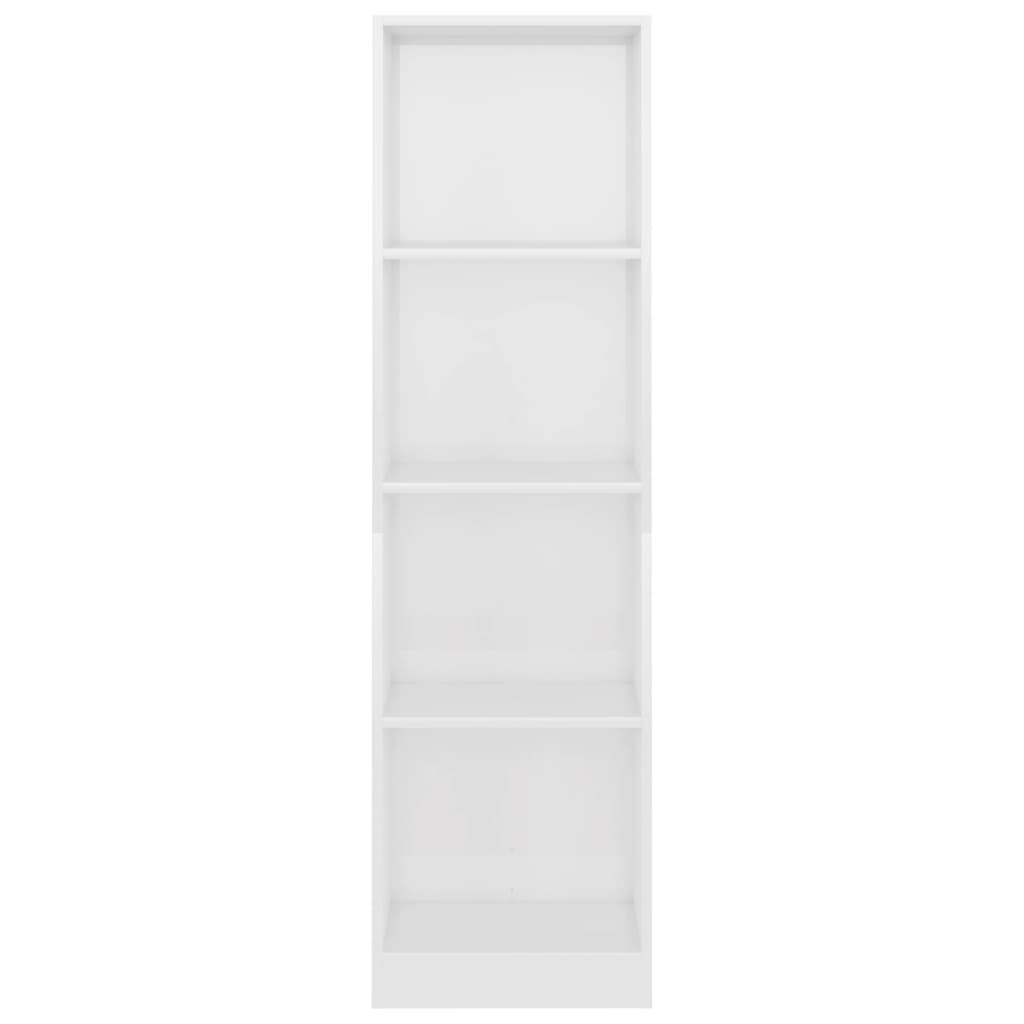 Βιβλιοθήκη με 4 Ράφια Γυαλιστερό Λευκό 40x24x142 εκ Επεξ. Ξύλο