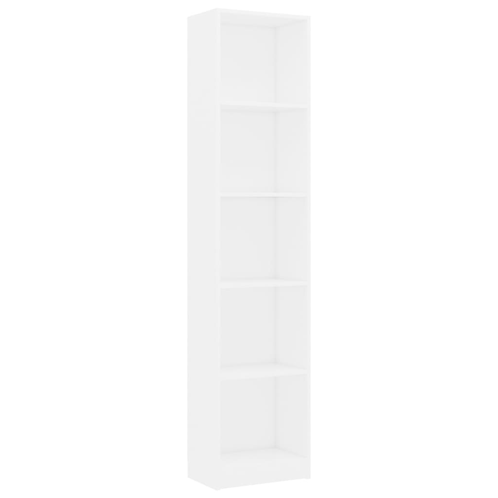 Βιβλιοθήκη με 5 Ράφια Λευκή 40 x 24 x 175 εκ. από Επεξ. Ξύλο