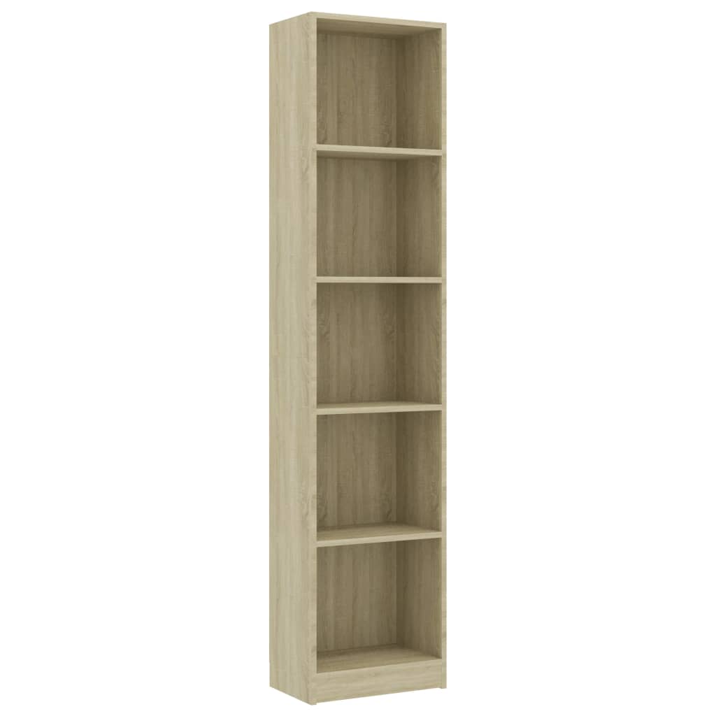 Βιβλιοθήκη με 5 Ράφια Sonoma Δρυς 40x24x175 εκ. Επεξ. Ξύλο