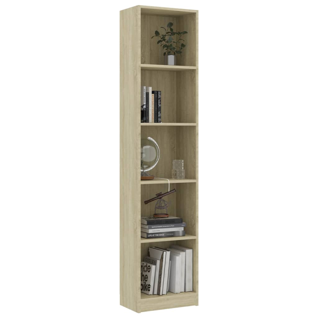 Βιβλιοθήκη με 5 Ράφια Sonoma Δρυς 40x24x175 εκ. Επεξ. Ξύλο
