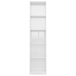 Βιβλιοθήκη με 5 Ράφια Γυαλιστερό Λευκό 40x24x175 εκ Επεξ. Ξύλο