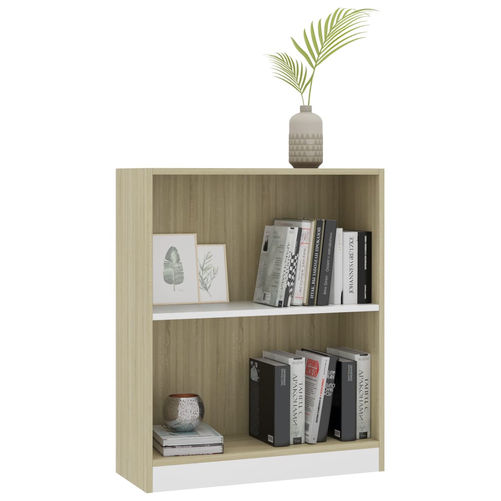 Βιβλιοθήκη Λευκή/Sonoma Δρυς 60x24x76 εκ. Επεξεργασμένο Ξύλο