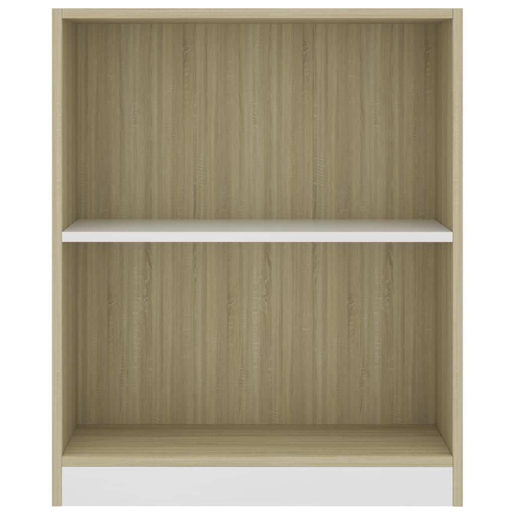 Βιβλιοθήκη Λευκή/Sonoma Δρυς 60x24x76 εκ. Επεξεργασμένο Ξύλο