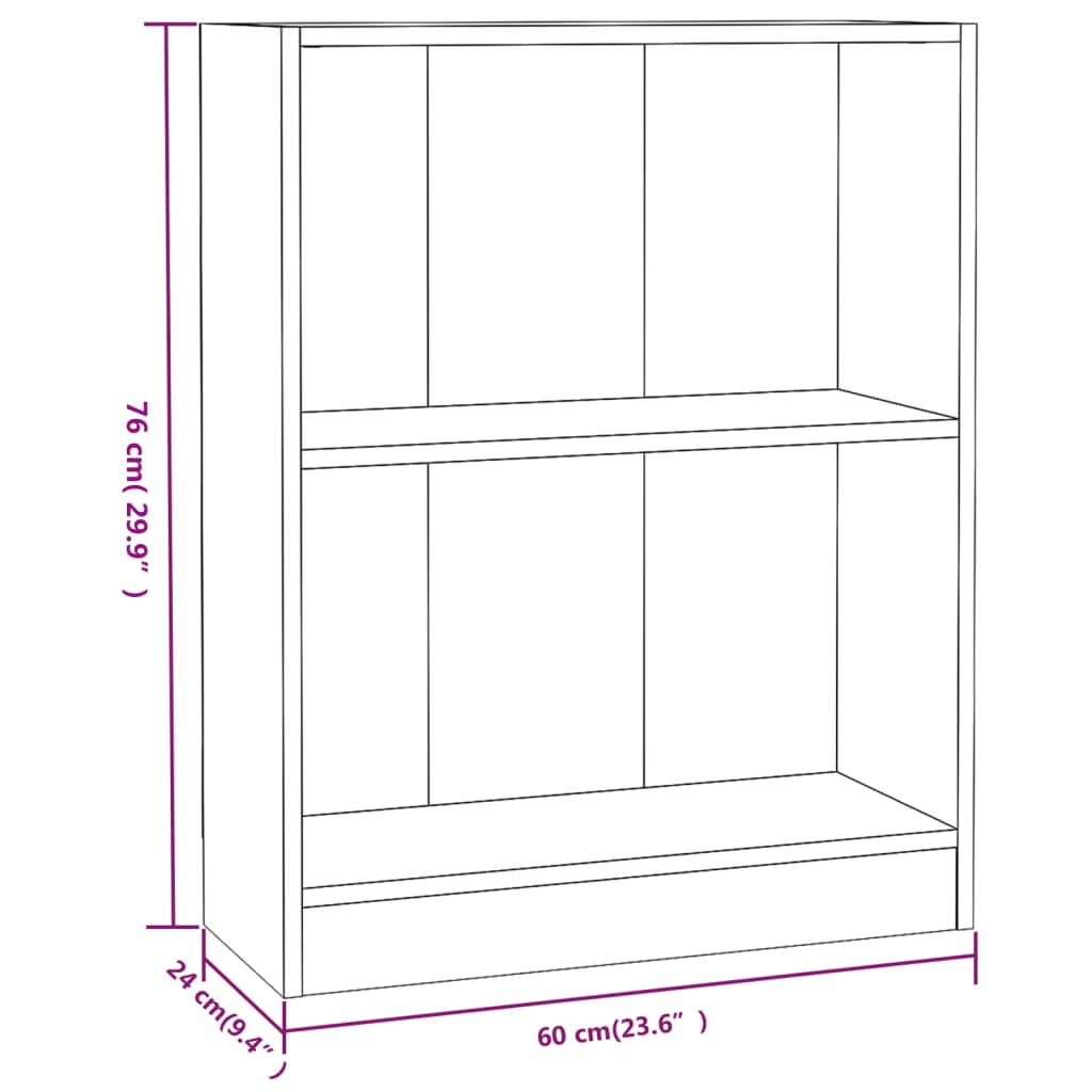 Βιβλιοθήκη Λευκή/Sonoma Δρυς 60x24x76 εκ. Επεξεργασμένο Ξύλο