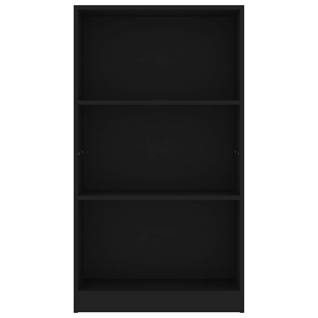 Βιβλιοθήκη με 3 Ράφια Μαύρη 60x24x109 εκ. Επεξεργασμένο Ξύλο