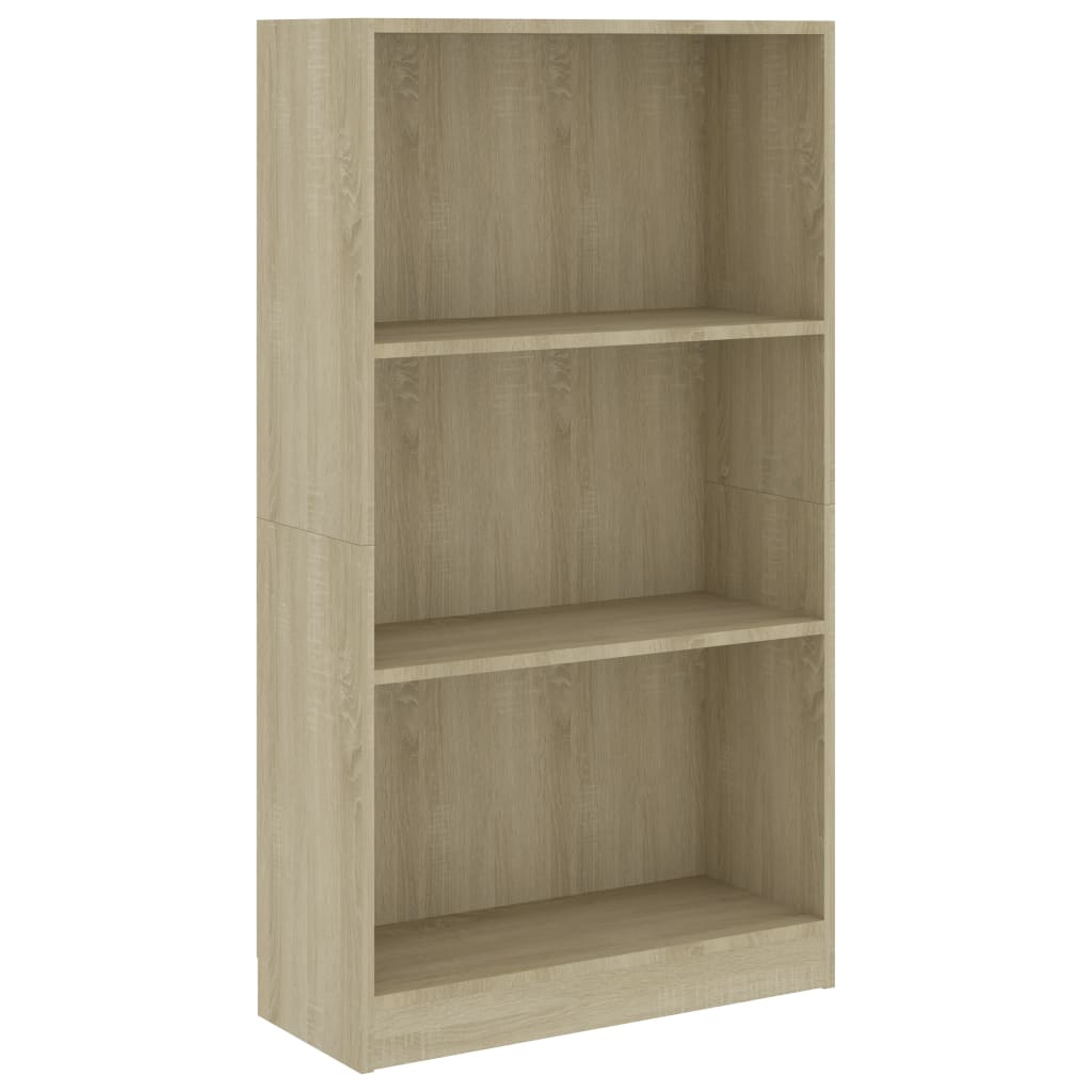 Βιβλιοθήκη με 3 Ράφια Sonoma Δρυς 60x24x109 εκ. Επεξεργ. Ξύλο