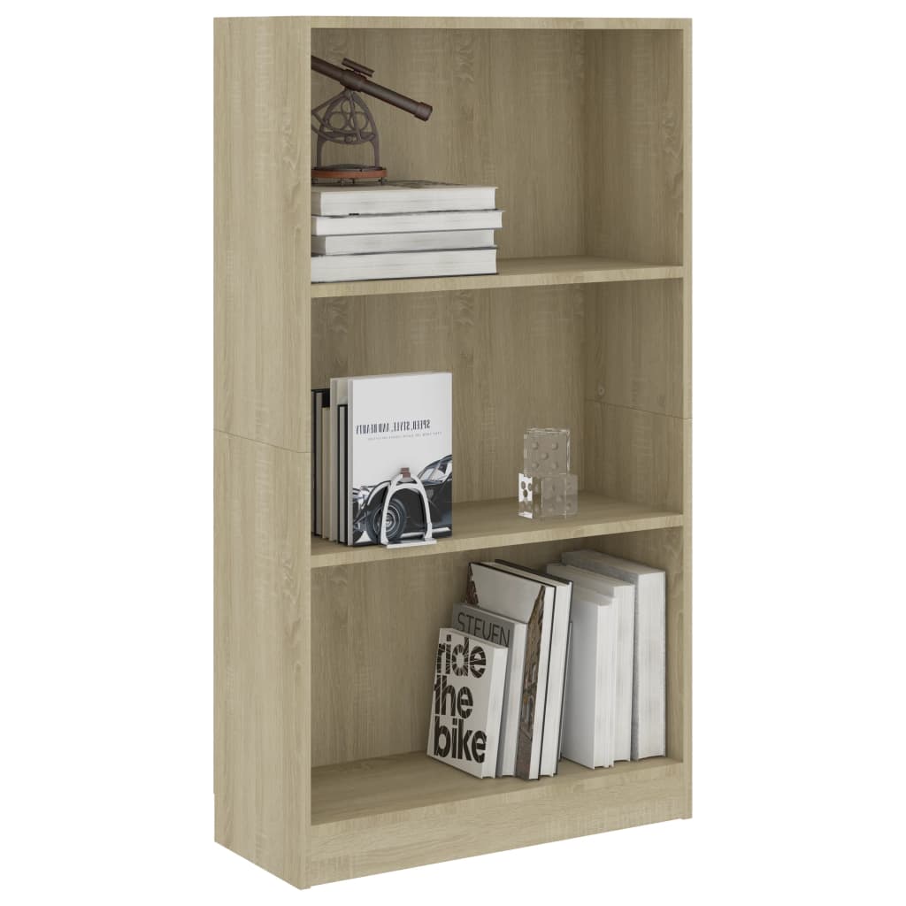Βιβλιοθήκη με 3 Ράφια Sonoma Δρυς 60x24x109 εκ. Επεξεργ. Ξύλο