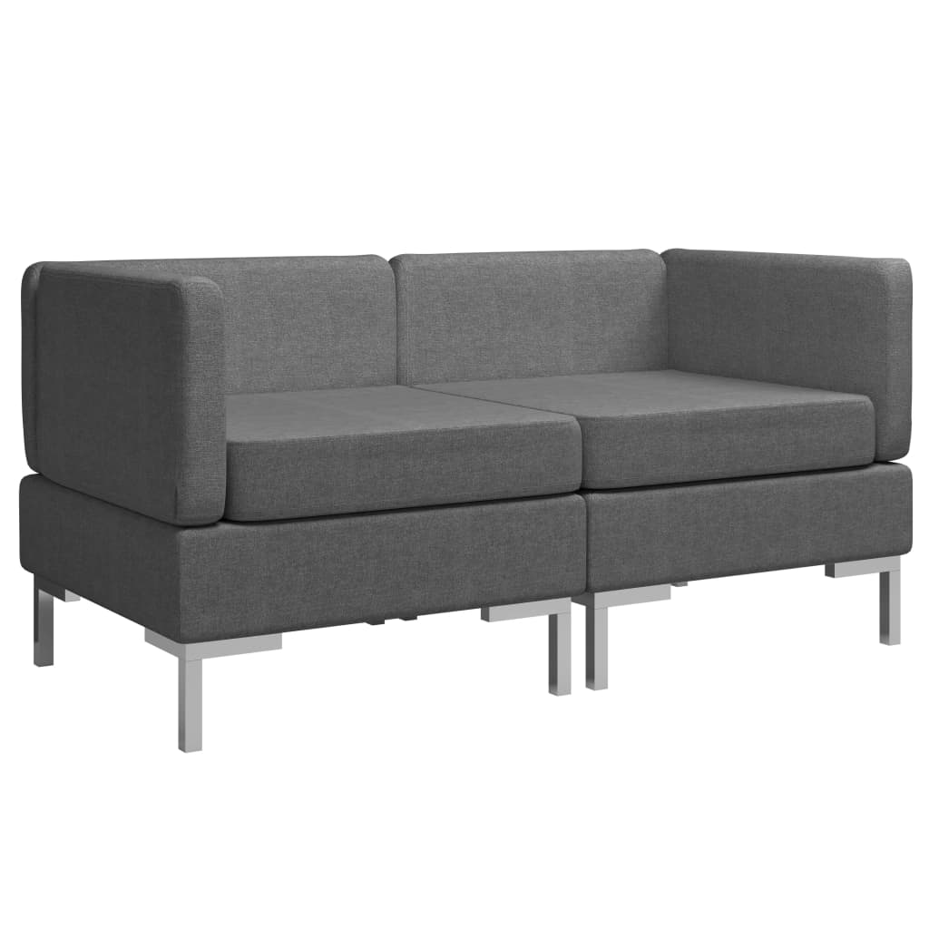 Γωνιακοί Καναπέδες Τμηματικοί 2 τεμ Σκ. Γκρι Ύφασμα + Μαξιλάρια