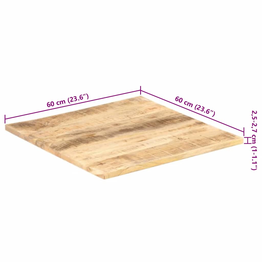 Επιφάνεια Τραπεζιού 25-27 χιλ. 60x60 εκ. από Μασίφ Ξύλο Μάνγκο - PAKOBAZAAR