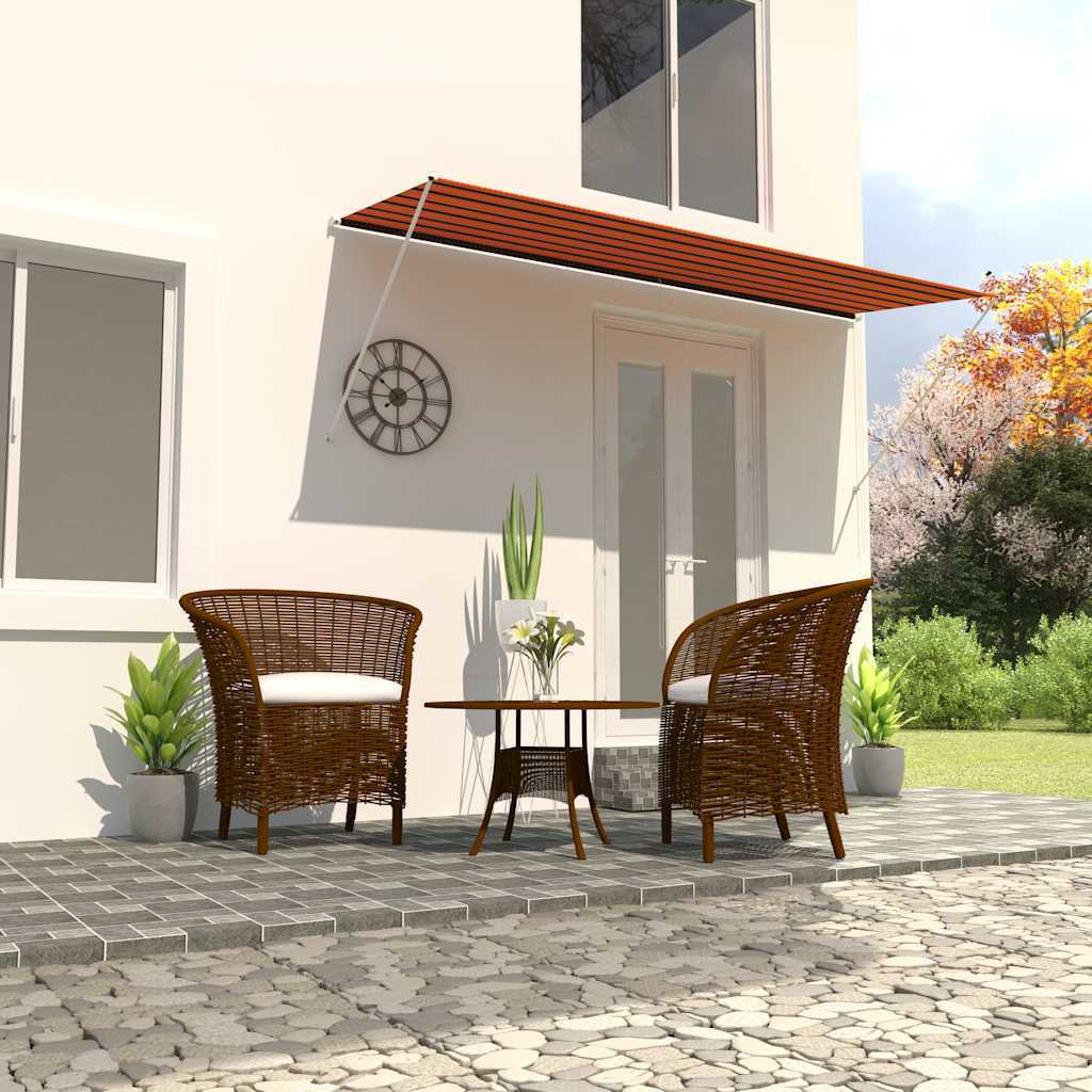 Τέντα Συρόμενη Πορτοκαλί / Καφέ 350 x 150 εκ. - PAKOBAZAAR