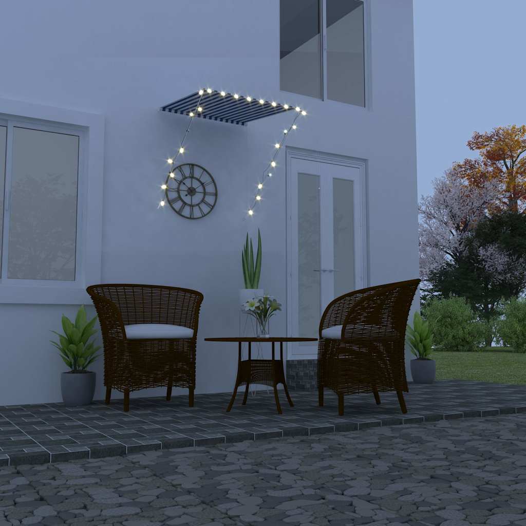 Τέντα Συρόμενη με LED Μπλε / Λευκό 100 x 150 εκ.