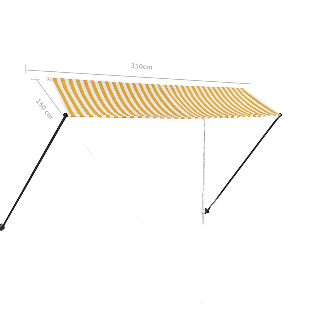 Τέντα Συρόμενη με LED Κίτρινο / Λευκό 350 x 150 εκ.