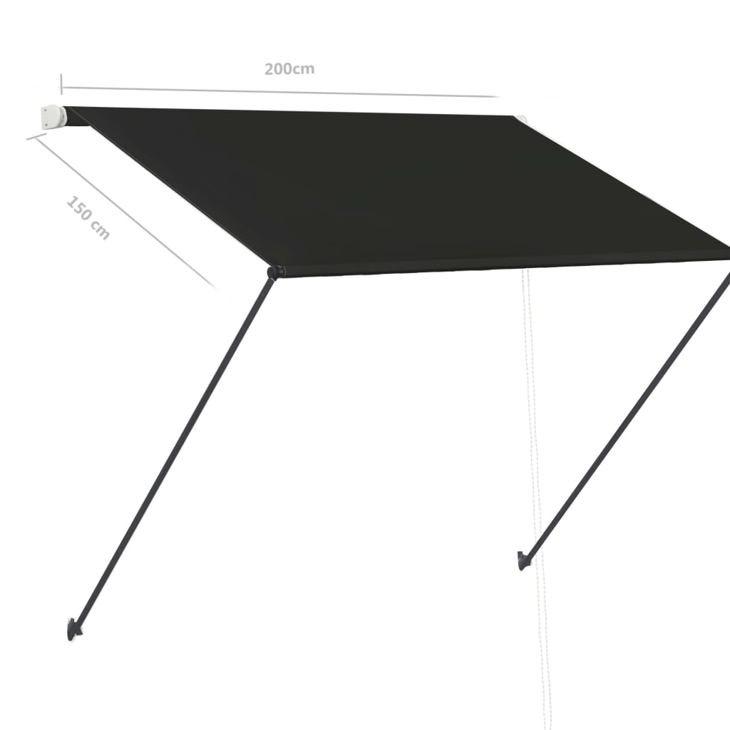 Τέντα Συρόμενη με LED Ανθρακί 200 x 150 εκ. - Pakobazaar