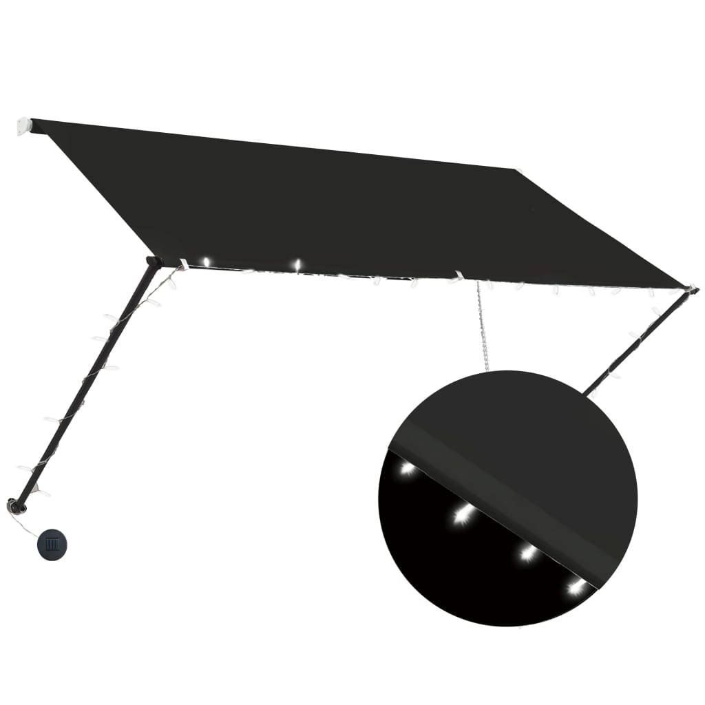 Τέντα Συρόμενη με LED Ανθρακί 250 x 150 εκ. - PAKOBAZAAR