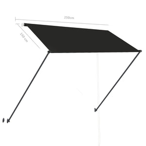 Τέντα Συρόμενη με LED Ανθρακί 250 x 150 εκ. - PAKOBAZAAR