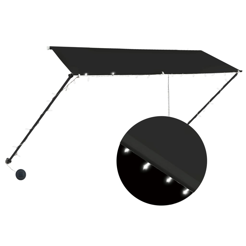 Τέντα Συρόμενη με LED Ανθρακί 300 x 150 εκ. - PAKOBAZAAR