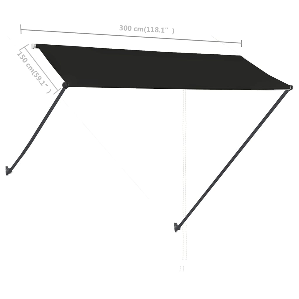 Τέντα Συρόμενη με LED Ανθρακί 300 x 150 εκ. - PAKOBAZAAR