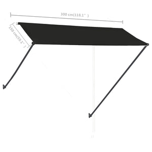 Τέντα Συρόμενη με LED Ανθρακί 300 x 150 εκ. - PAKOBAZAAR