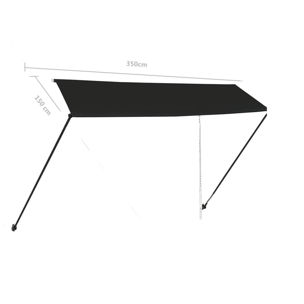 Τέντα Συρόμενη με LED Ανθρακί 350 x 150 εκ. - PAKOBAZAAR