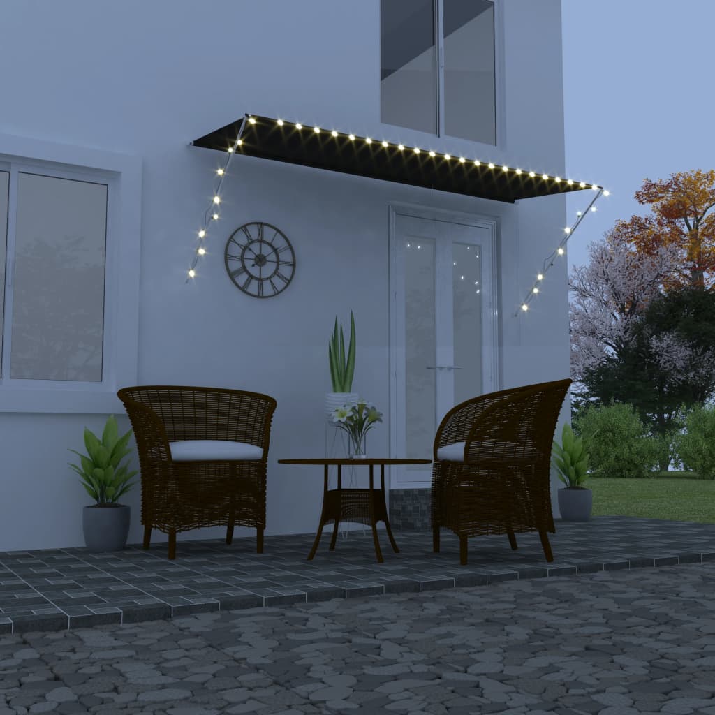 Τέντα Συρόμενη με LED Ανθρακί 350 x 150 εκ. - PAKOBAZAAR