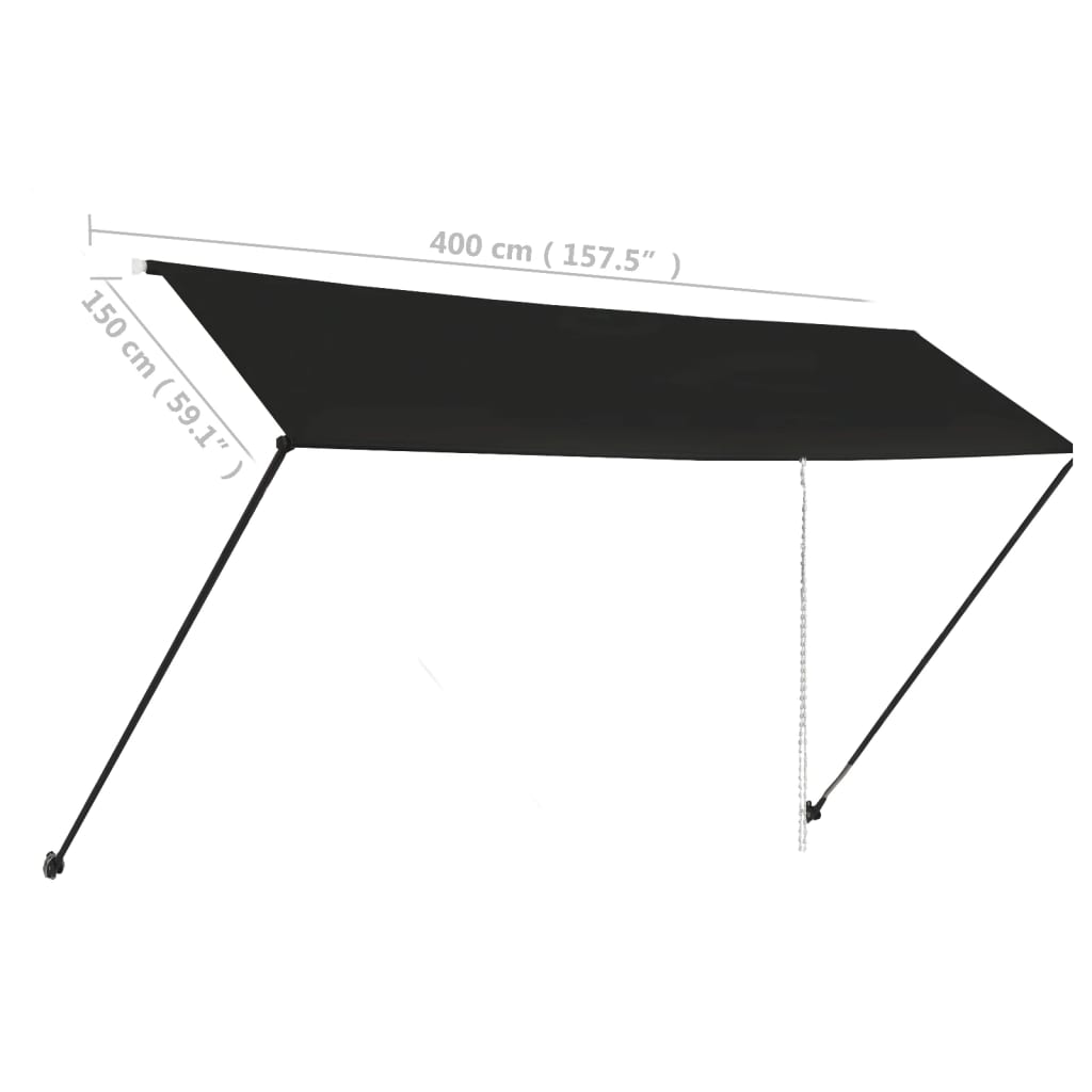 Τέντα Συρόμενη με LED Ανθρακί 400 x 150 εκ. - Pakobazaar