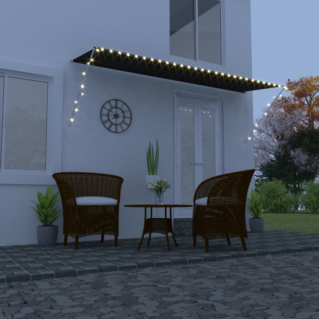 Τέντα Συρόμενη με LED Ανθρακί 400 x 150 εκ. - Pakobazaar