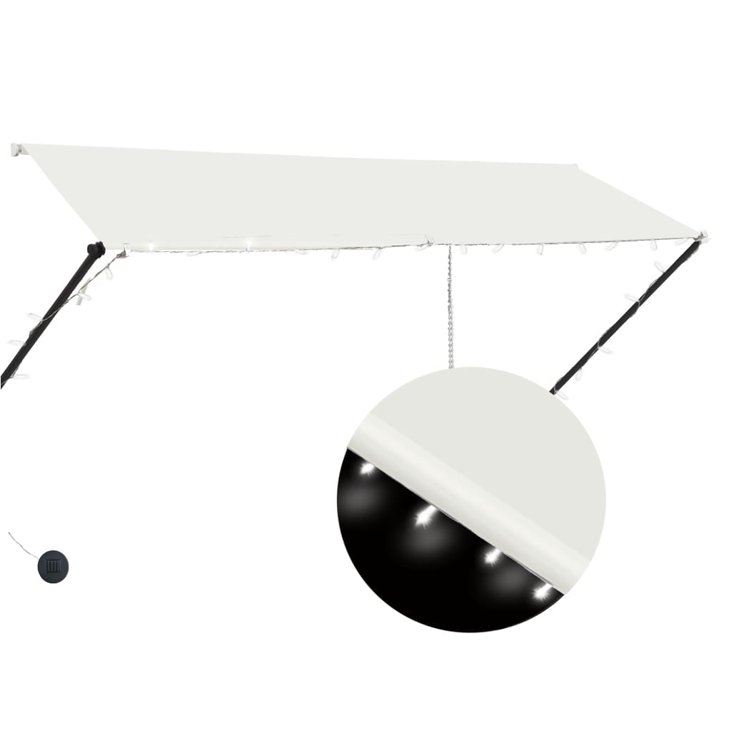 Τέντα Συρόμενη με LED Κρεμ 300 x 150 εκ. - PAKOBAZAAR