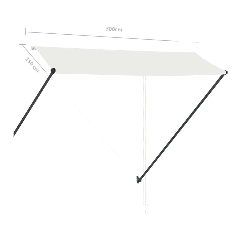 Τέντα Συρόμενη με LED Κρεμ 300 x 150 εκ. - PAKOBAZAAR