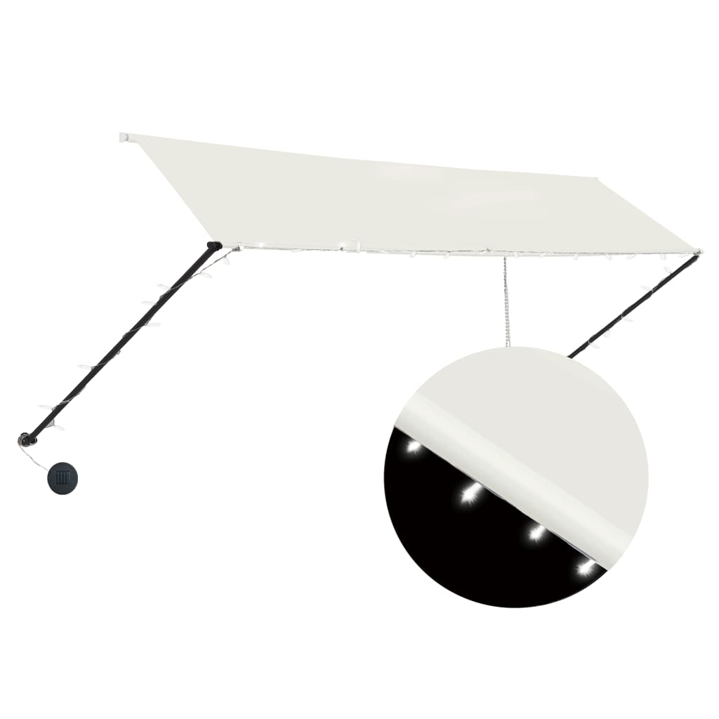 Τέντα Συρόμενη με LED Κρεμ 350 x 150 εκ. - PAKOBAZAAR