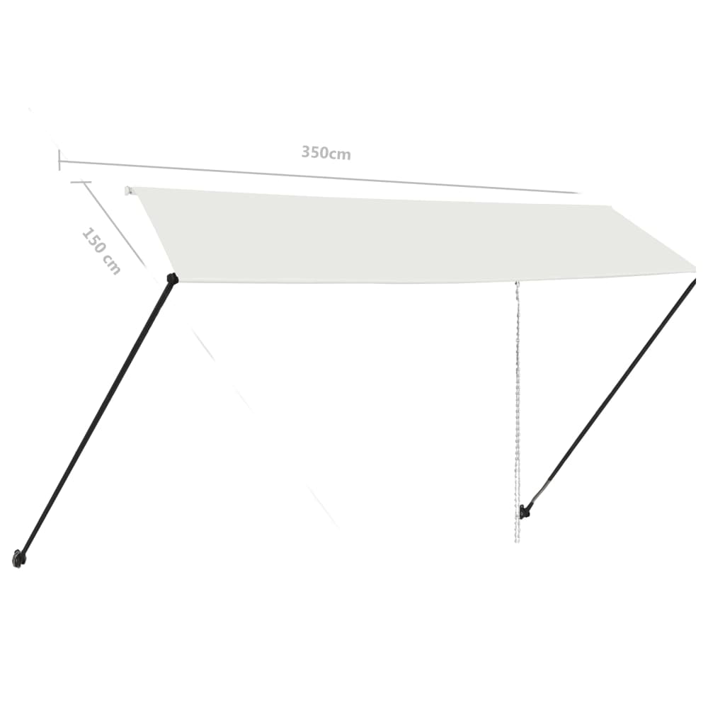 Τέντα Συρόμενη με LED Κρεμ 350 x 150 εκ. - PAKOBAZAAR
