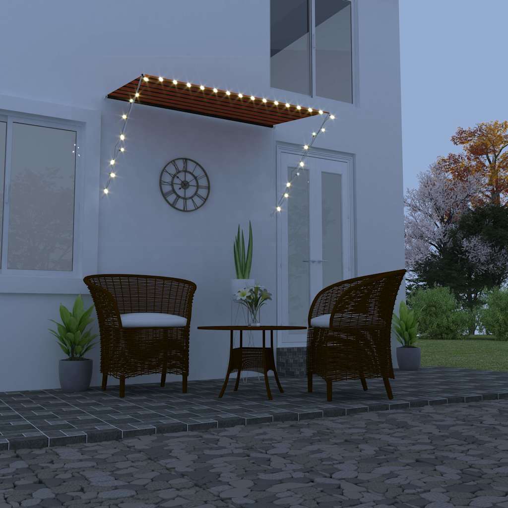 Τέντα Συρόμενη με LED Πορτοκαλί / Καφέ 250 x 150 εκ.