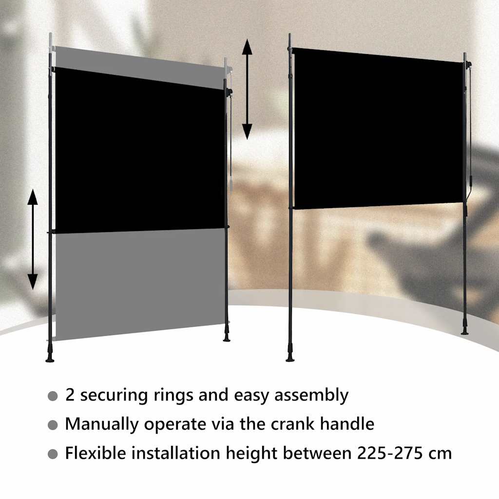 Στόρι Σκίασης Ρόλερ Εξωτερικού Χώρου Ανθρακί 150 x 270 εκ. - PAKOBAZAAR