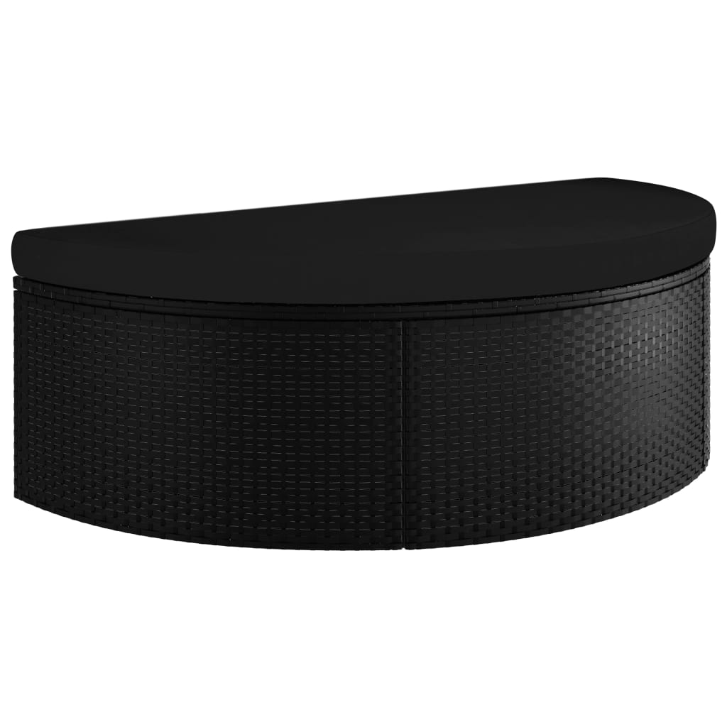 Ξαπλώστρα Διπλή Μαύρη από Συνθετικό Ρατάν με Ομπρέλα - Pakobazaar