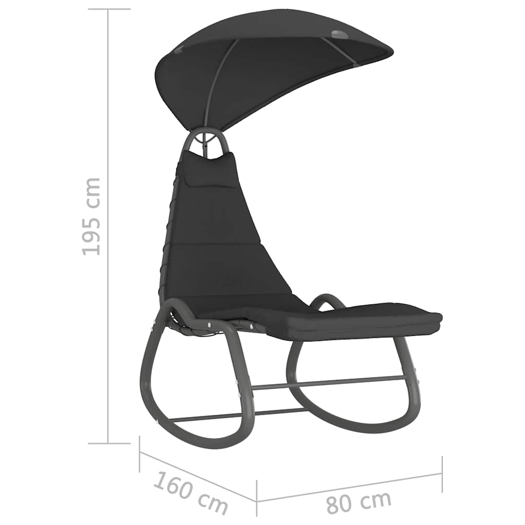 Καρέκλα Κουνιστή Κήπου Μαύρη 160 x 80 x 195 εκ. Υφασμάτινη