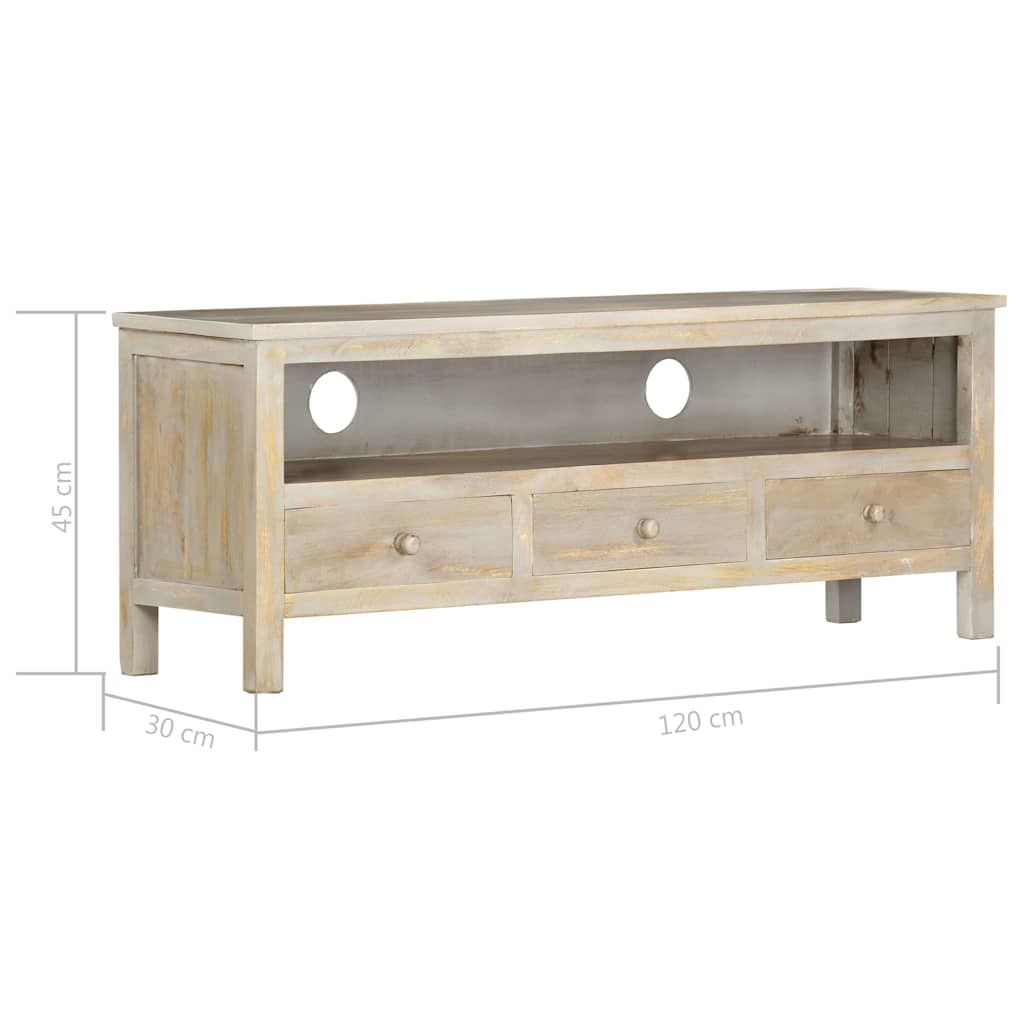 Έπιπλο Τηλεόρασης Γκρι 120 x 30 x 45 εκ. από Μασίφ Ξύλο Μάνγκο