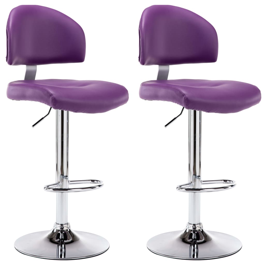 Σκαμπό Μπαρ 2 τεμ. Μοβ από Συνθετικό Δέρμα - PAKOBAZAAR