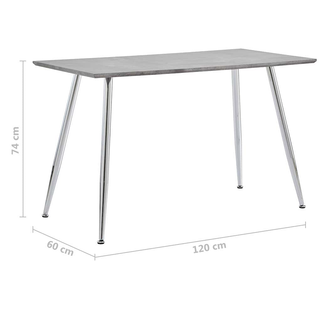 Τραπεζαρία Ασημί / Χρώμα Σκυροδέματος 120 x 60 x 74 εκ. από MDF