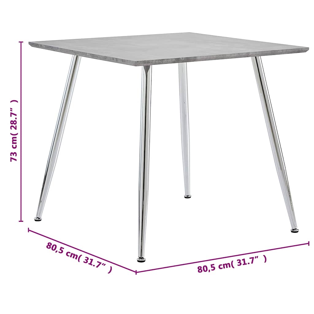 Τραπεζαρία Ασημί / Χρώμα Σκυροδέματος 80,5x80,5x73 εκ. από MDF - Pakobazaar