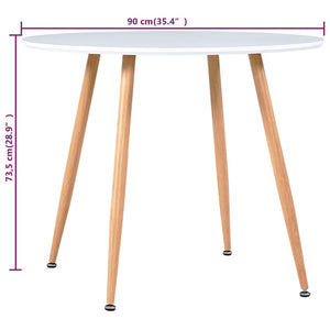 Τραπεζαρία Λευκή / Χρώμα Δρυός 90 x 73,5 εκ. από MDF - Pakobazaar