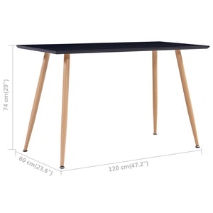 Τραπεζαρία Μαύρη / Χρώμα Δρυός 120 x 60 x 74 εκ. από MDF - PAKOBAZAAR