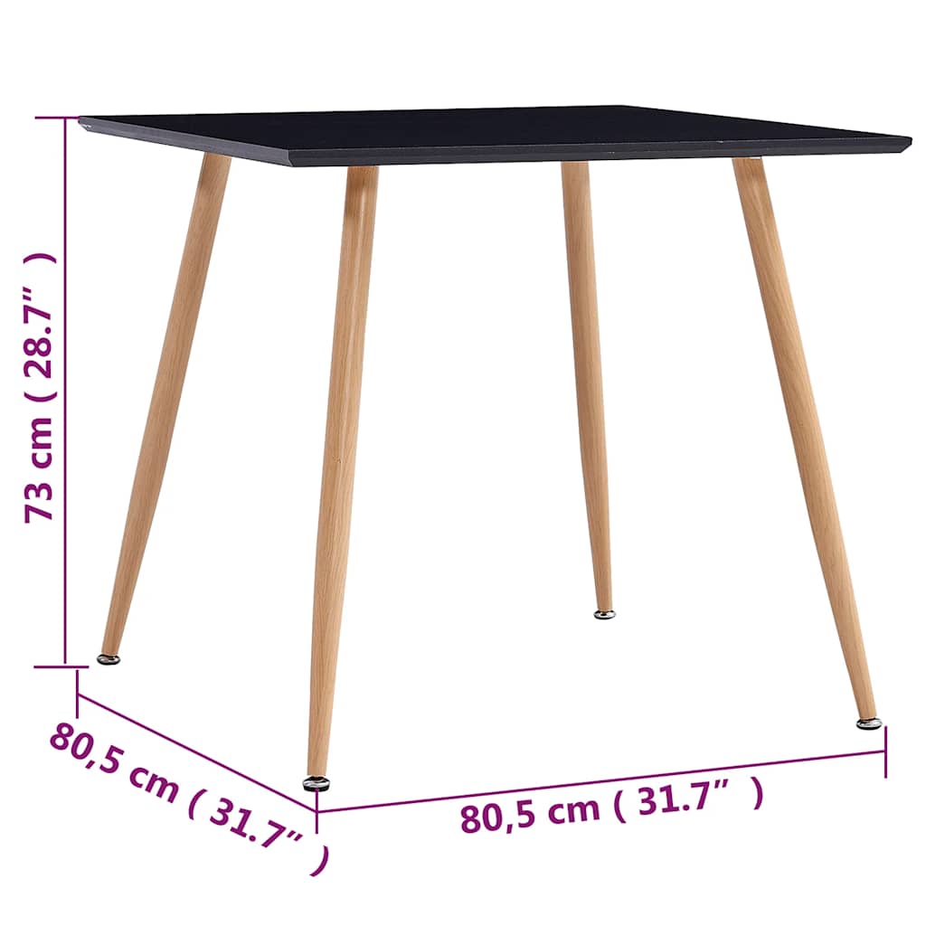 Τραπεζαρία Μαύρη / Χρώμα Δρυός 80,5 x 80,5 x 73 εκ. από MDF