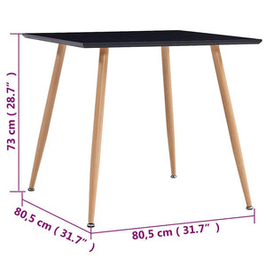 Τραπεζαρία Μαύρη / Χρώμα Δρυός 80,5 x 80,5 x 73 εκ. από MDF